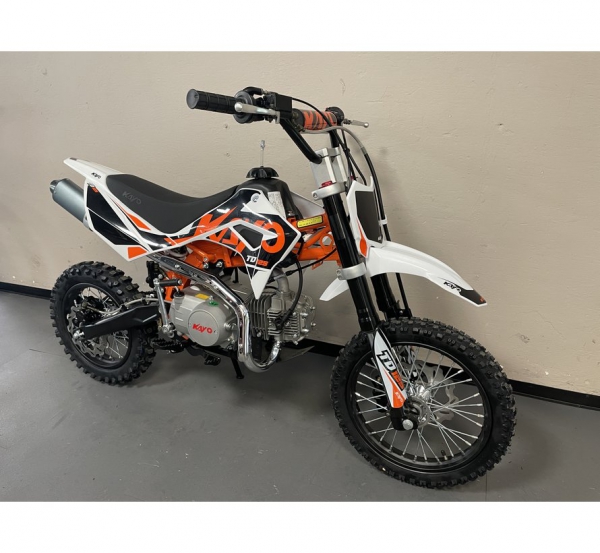 Kayo Dirtbike Kindermotocross TD125 mit 12/14“ Räder 4 Gang Schaltgetriebe
